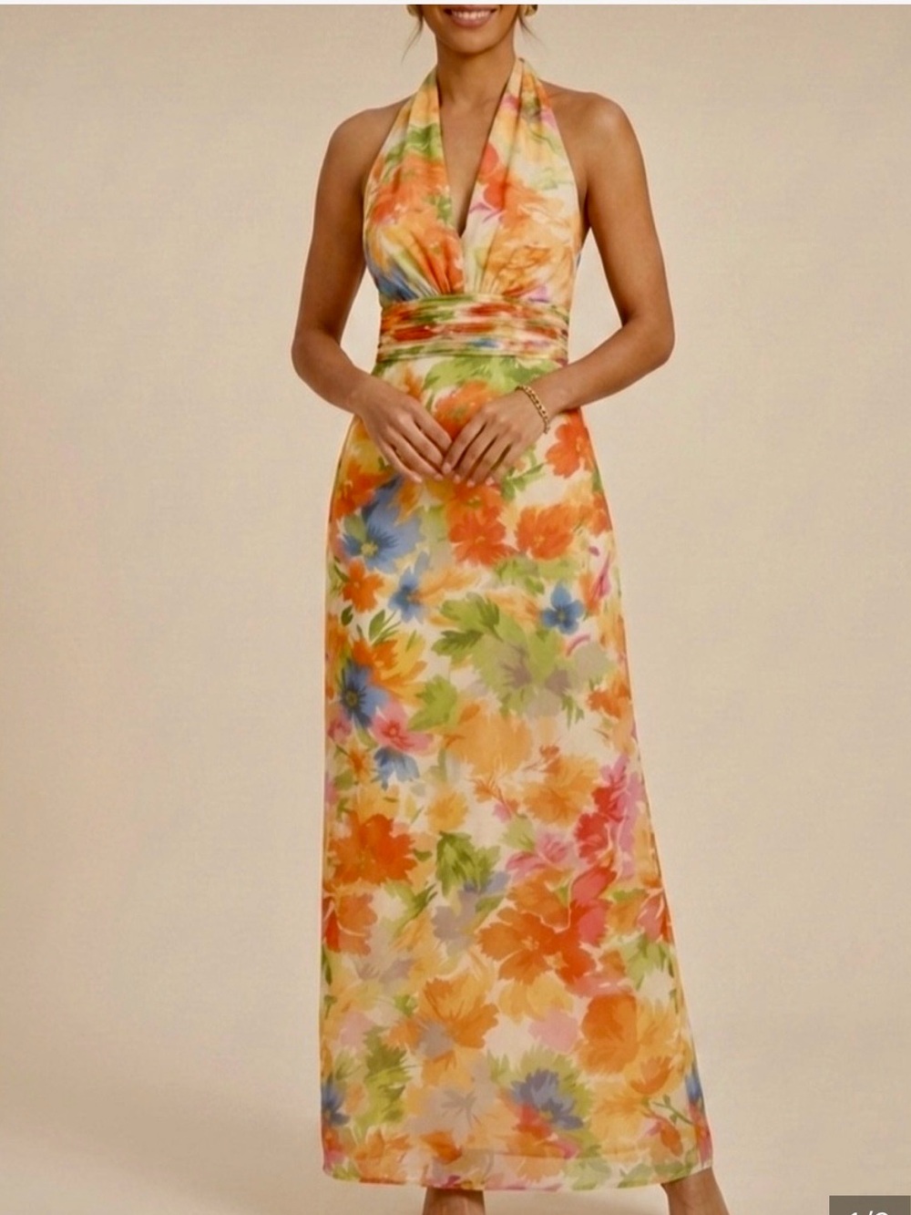 Floral Halter Maxi Dress in Multi-Color
